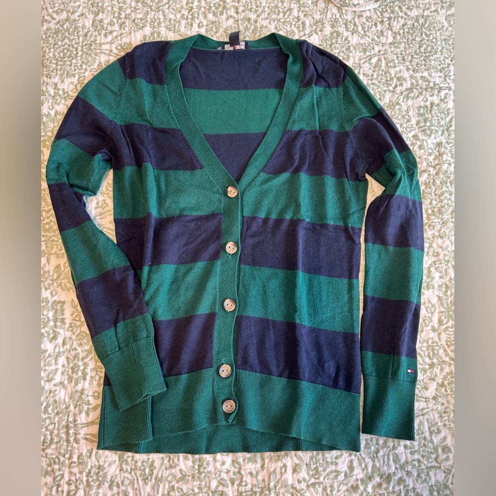 Tommy Hilfiger Green and Navy Cardigan